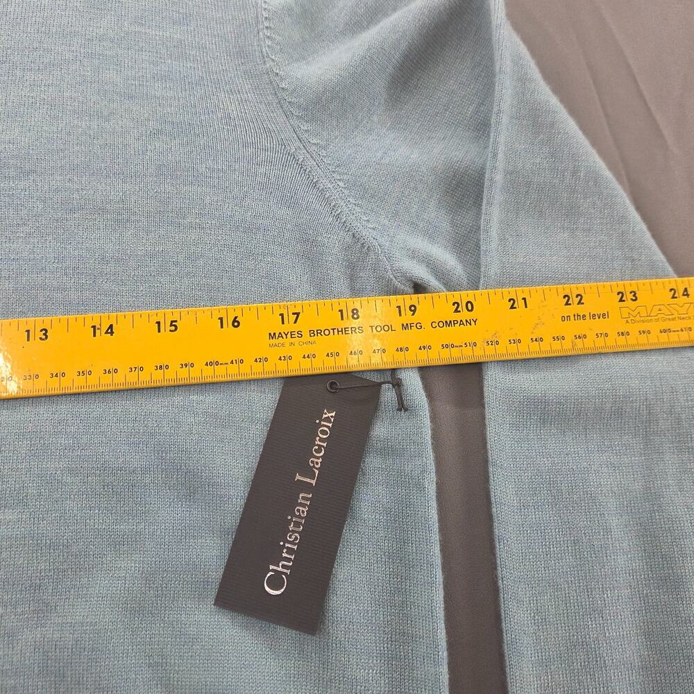 NWT Christian Lacroix Extra Fine Merino Wool Sweater Mens Small Teal Crewneck - Picture 6 of 11